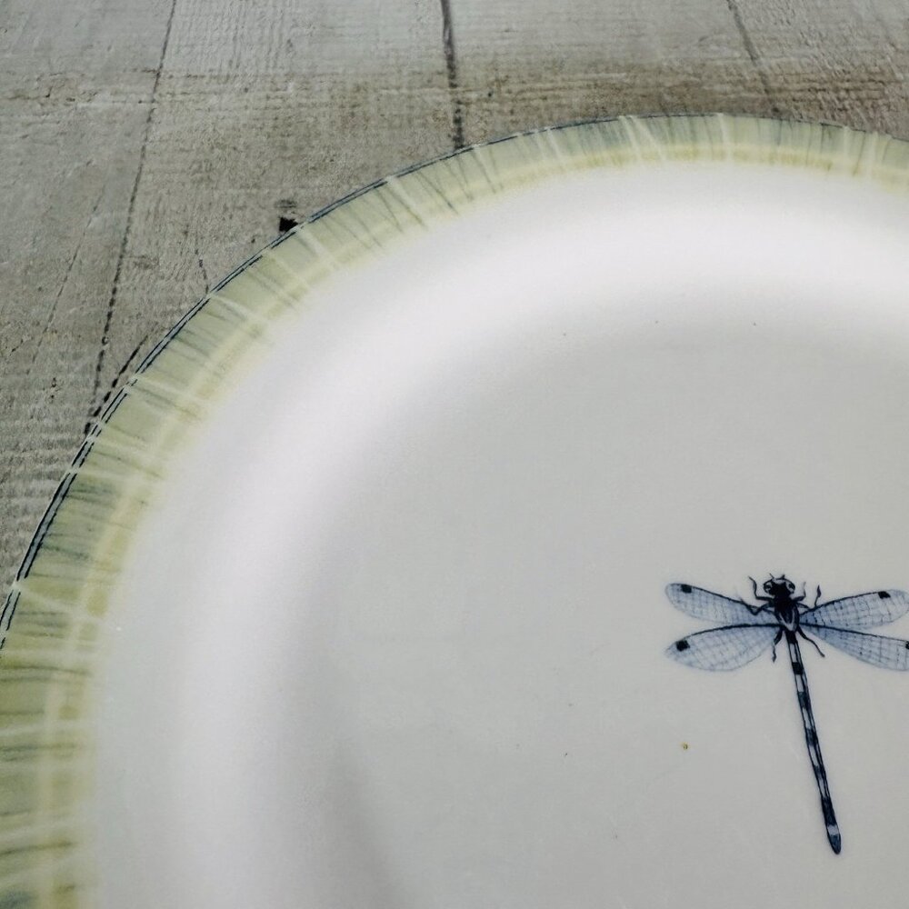 Portmeirion LAKESIDE Dragonfly Blue Green Yellow 9 1/8 Lunch Salad Plates Set 4 - Picture 15 of 16